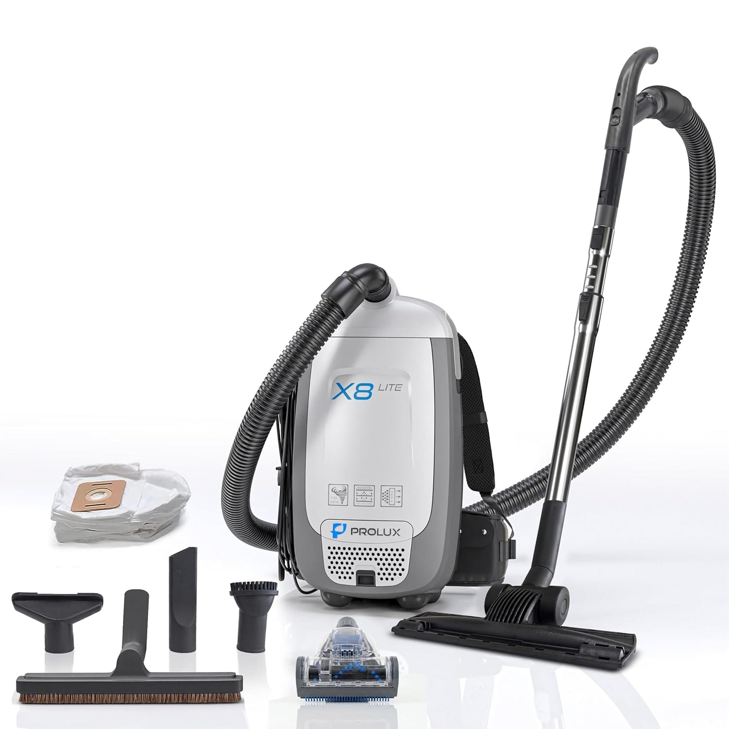 Prolux X8 Lite Backpack Vacuum w/ Premium Tool Kit for Light