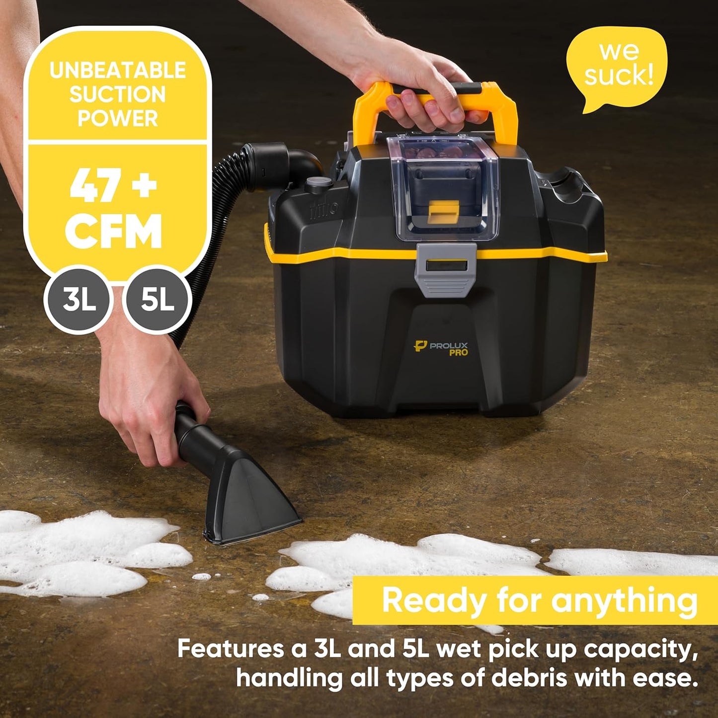 Prolux Surge Cordless Commercial Wet/Dry Tool & Travel Vacuum