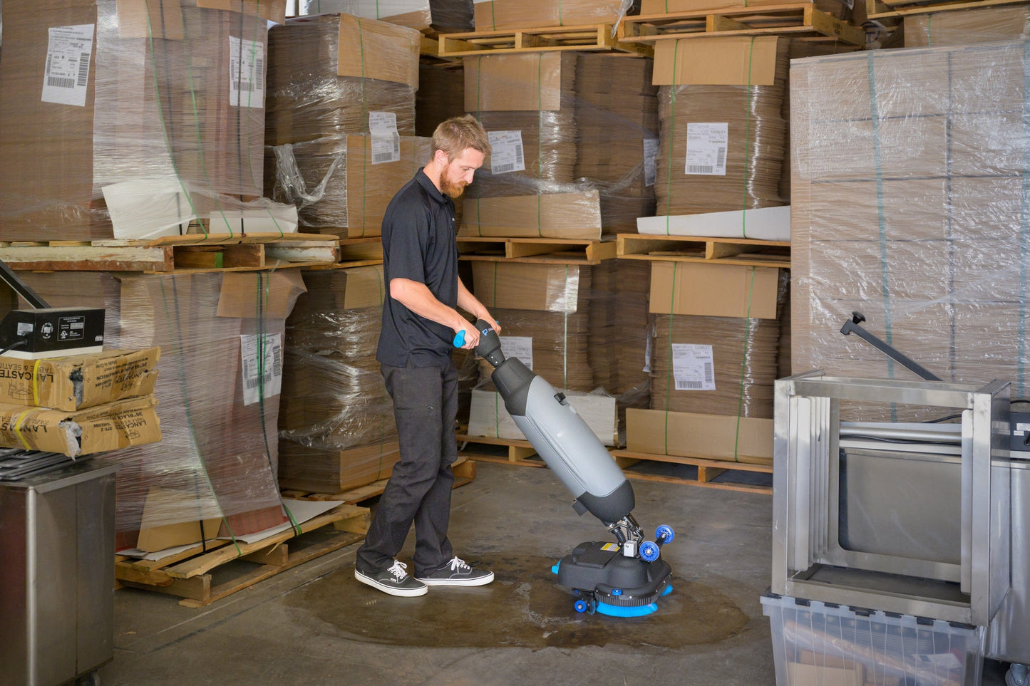 Prolux PLCC430BN Cordless Commercial Micro Dual Brush Floor Cleaner, Scrubber and Buffer