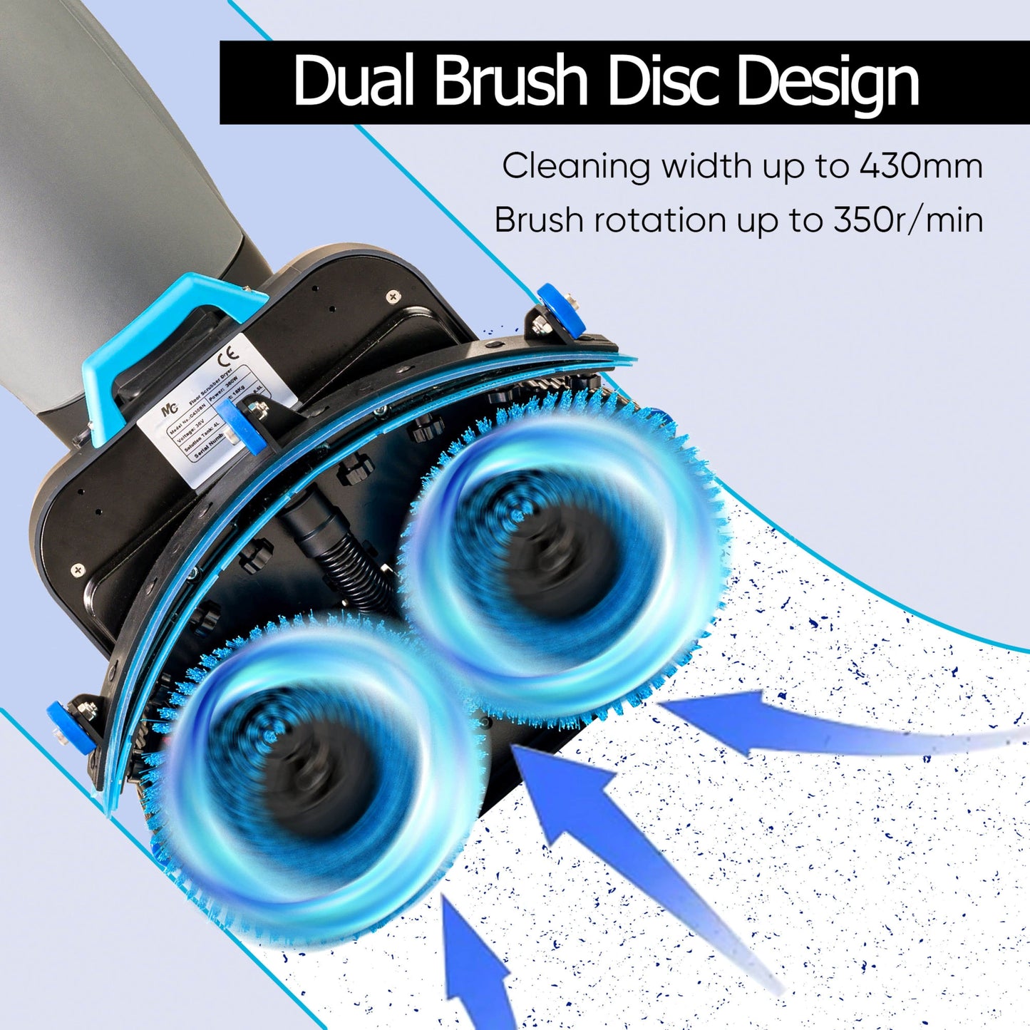 Prolux PLCC430BN Cordless Commercial Micro Dual Brush Floor Cleaner, Scrubber and Buffer