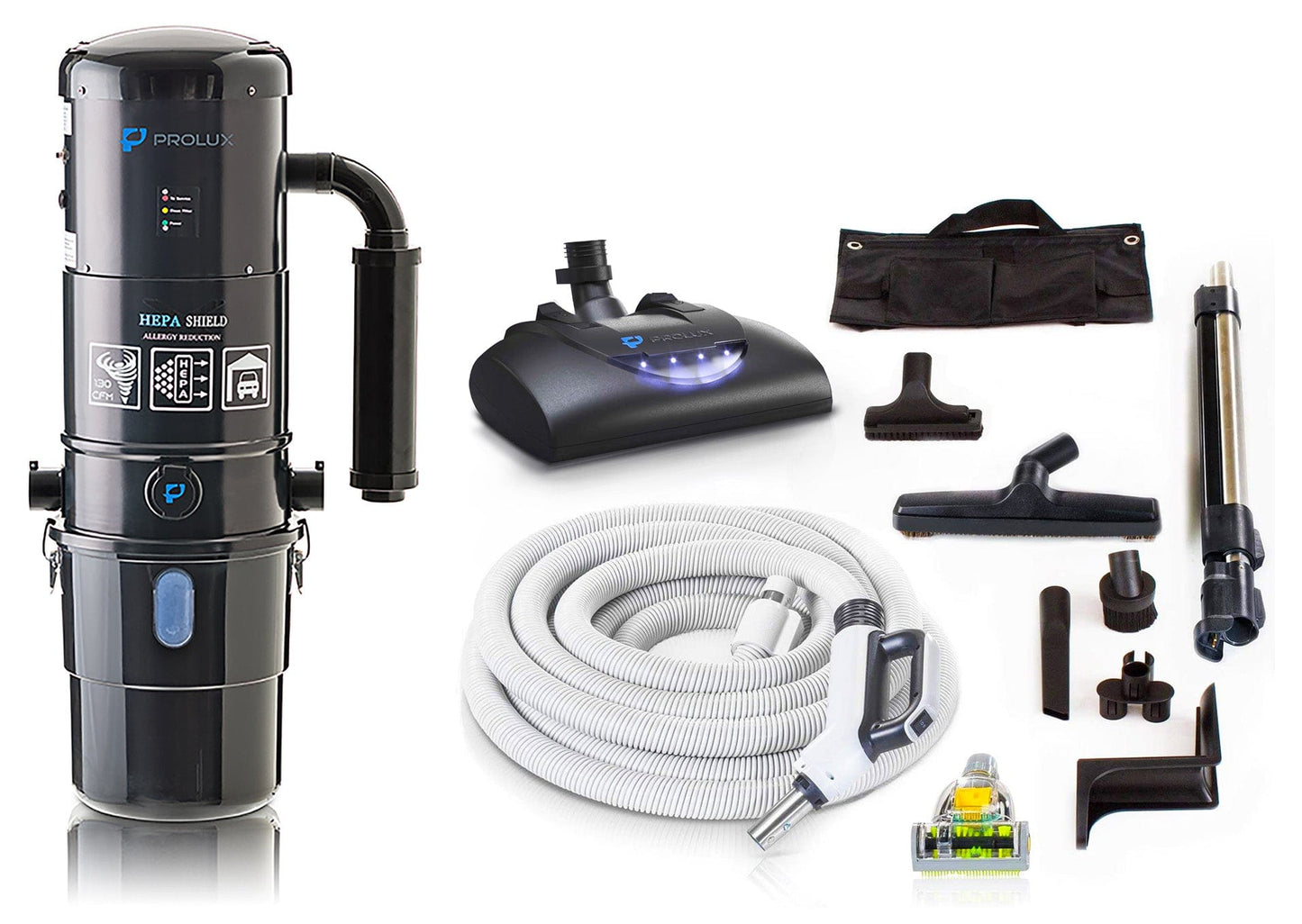 Prolux PLCCV12K Complete Central Vacuum Unit System with Prolux Electric Hose Power Nozzle Kit and 25 Year Warranty