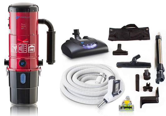 Prolux CV12000 Central Vacuum Unit System with Prolux Electric Hose Power Nozzle Kit and 25 Year Warranty