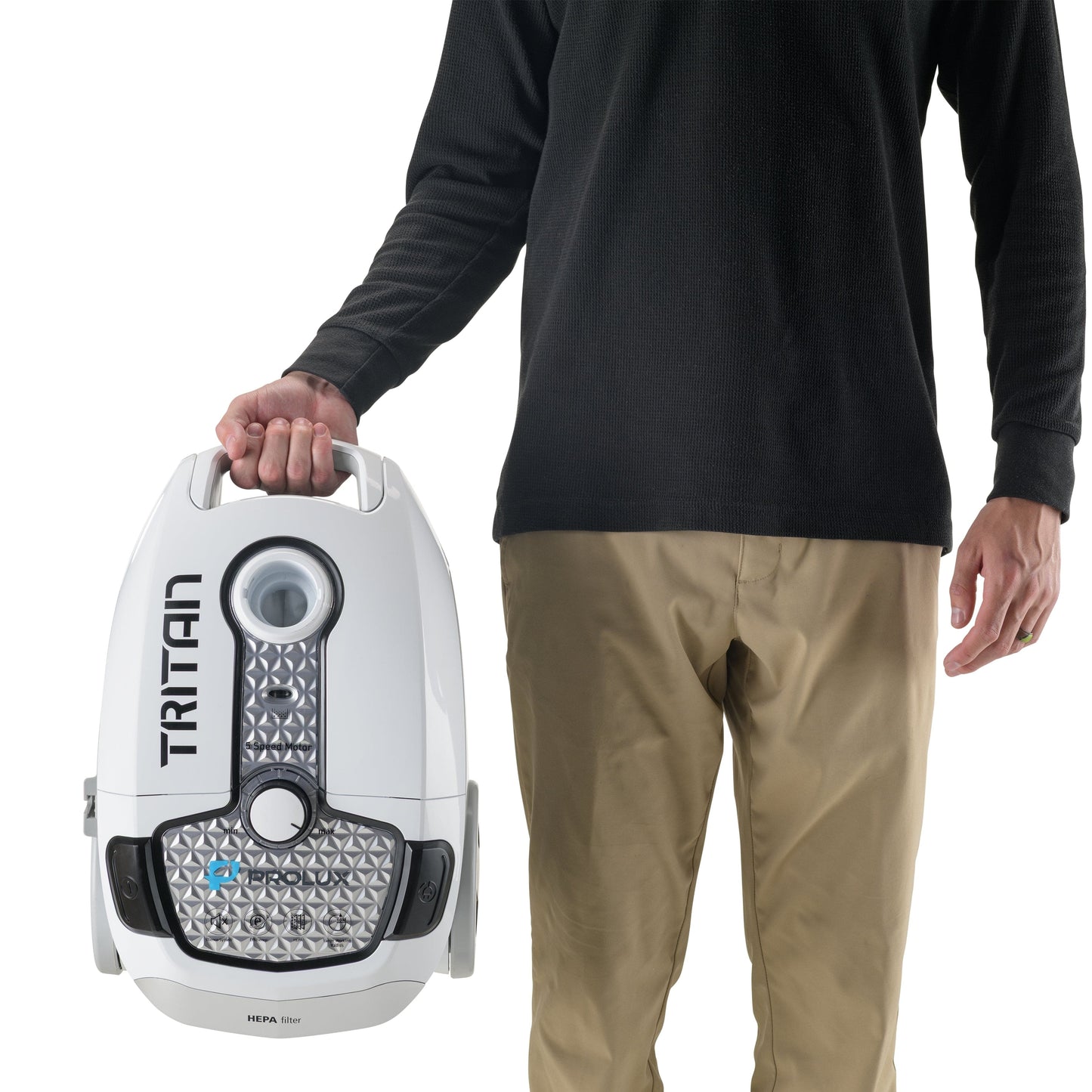 Prolux Tritan Canister Vacuum with Sealed HEPA Filtration and 12 Amp Motor