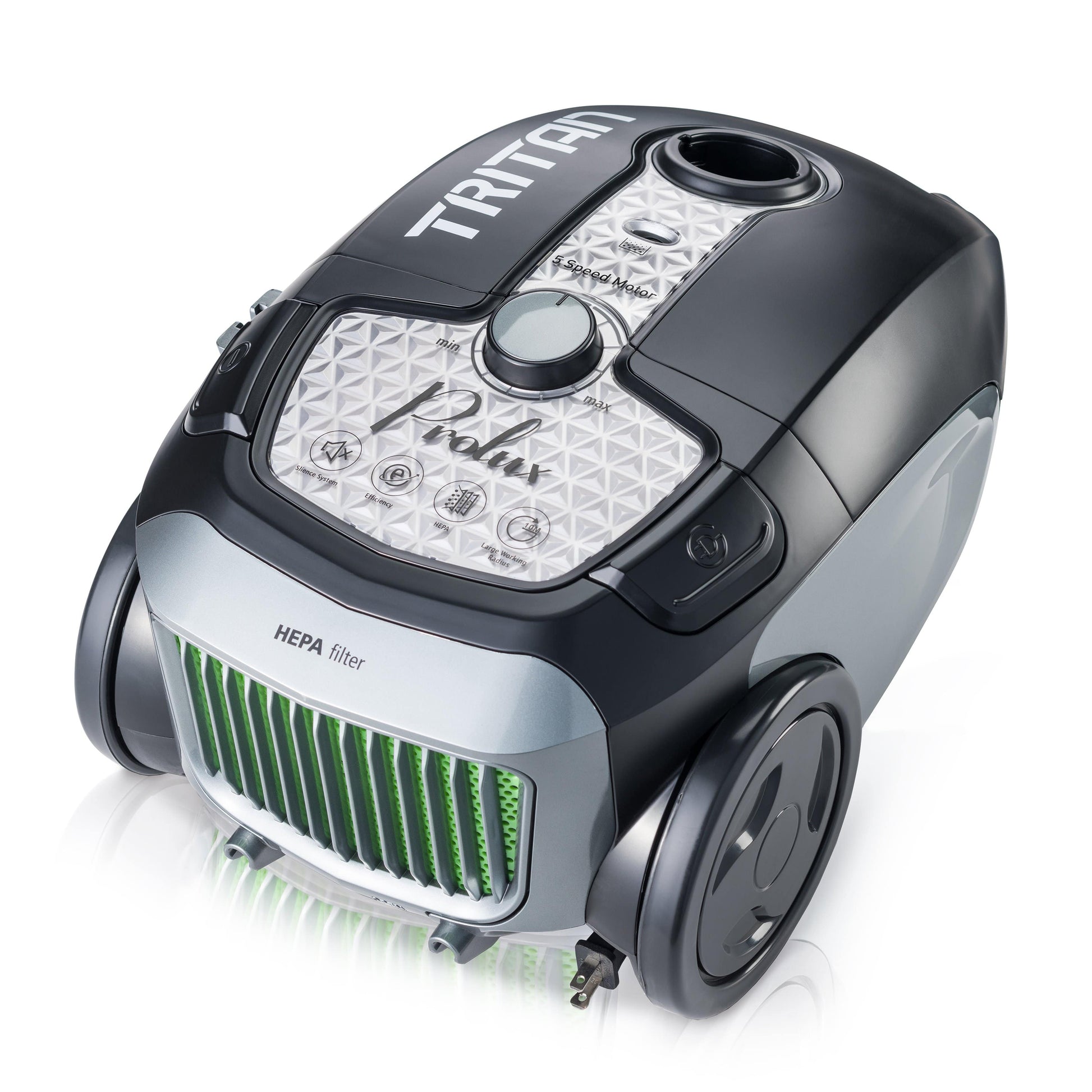 Powerful Prolux Tritan Canister Vacuum with Sealed HEPA Filtration and 12 Amp Motor