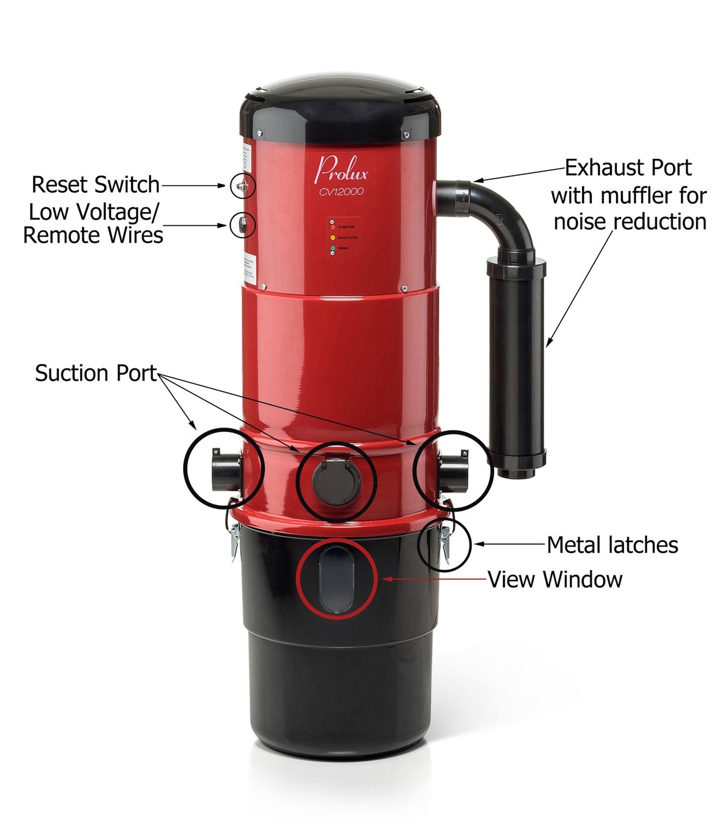 Prolux CV12000 Central Vacuum Unit System with Prolux Electric Hose Power Nozzle Kit and 25 Year Warranty