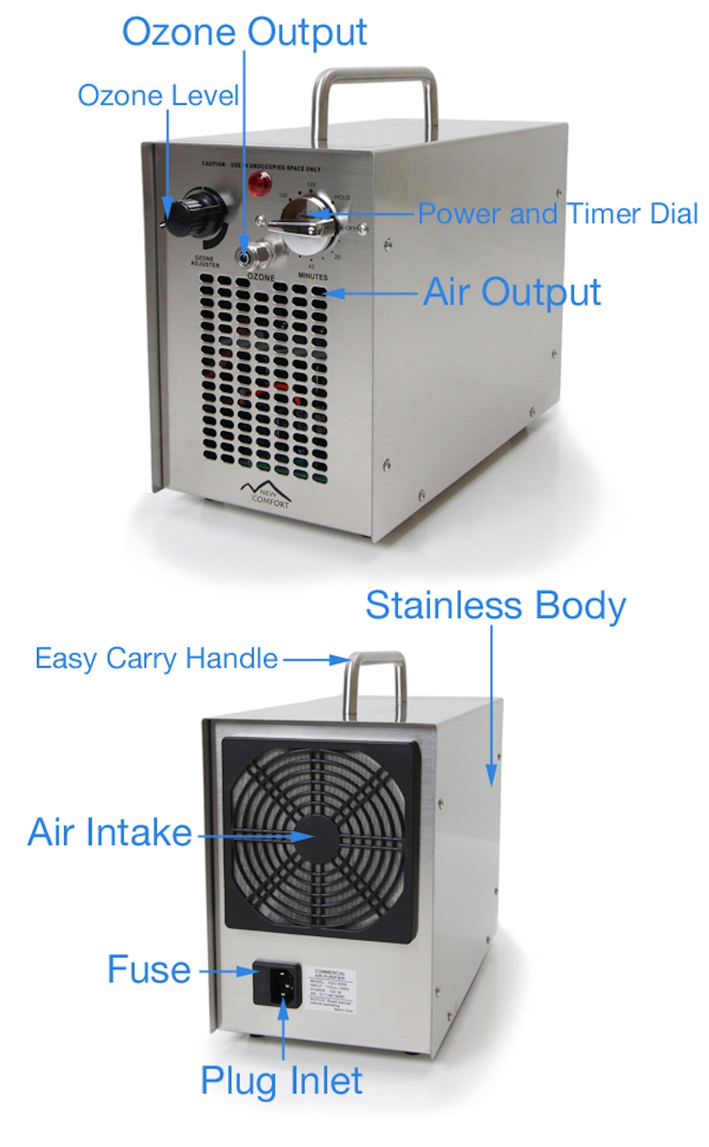 New Comfort Dual Action Stainless Steel Ozone Generating Air & water Purifier by Prolux