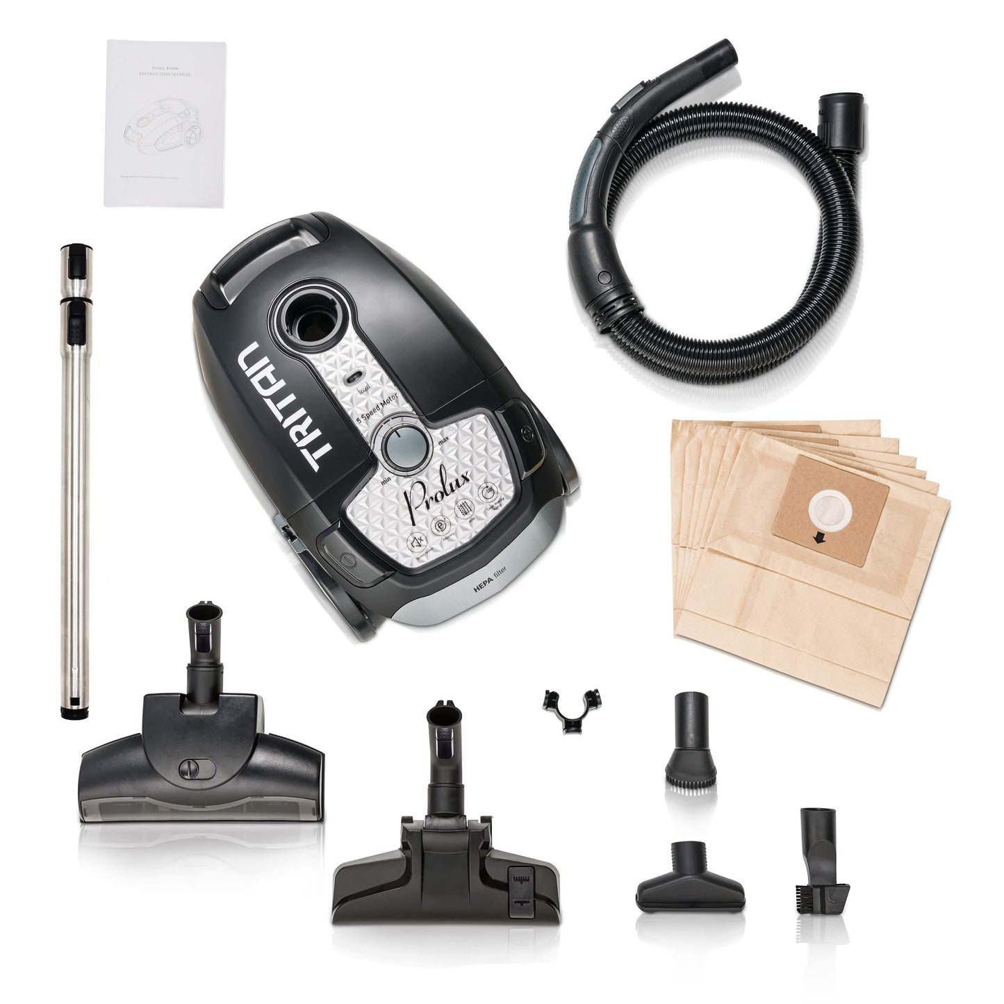 Prolux Tritan Canister Vacuum with Sealed HEPA Filtration and 12 Amp Motor