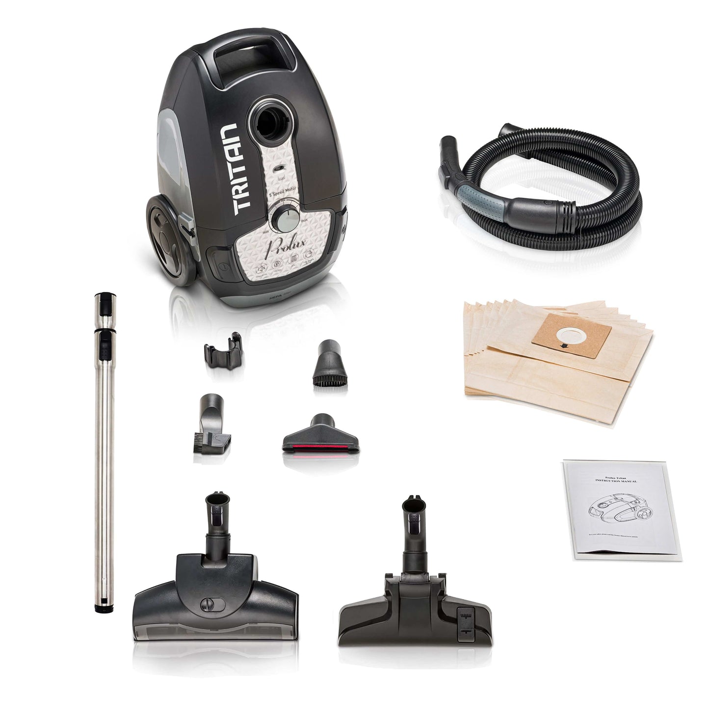 Prolux Tritan Canister Vacuum with Sealed HEPA Filtration and 12 Amp Motor