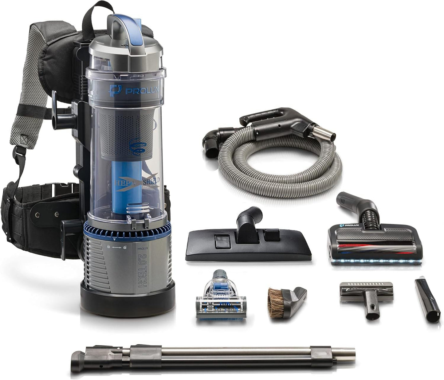 Lightweight Prolux 2.0 Bagless Upright Backpack Vacuum w/ Electric Powerhead Kit and 5 YR Warranty