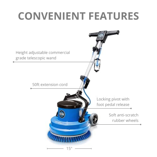 Prolux PLC15 15" Loaded Heavy Duty Single Pad Commercial Polisher Floor Buffer Machine Scrubber Loaded