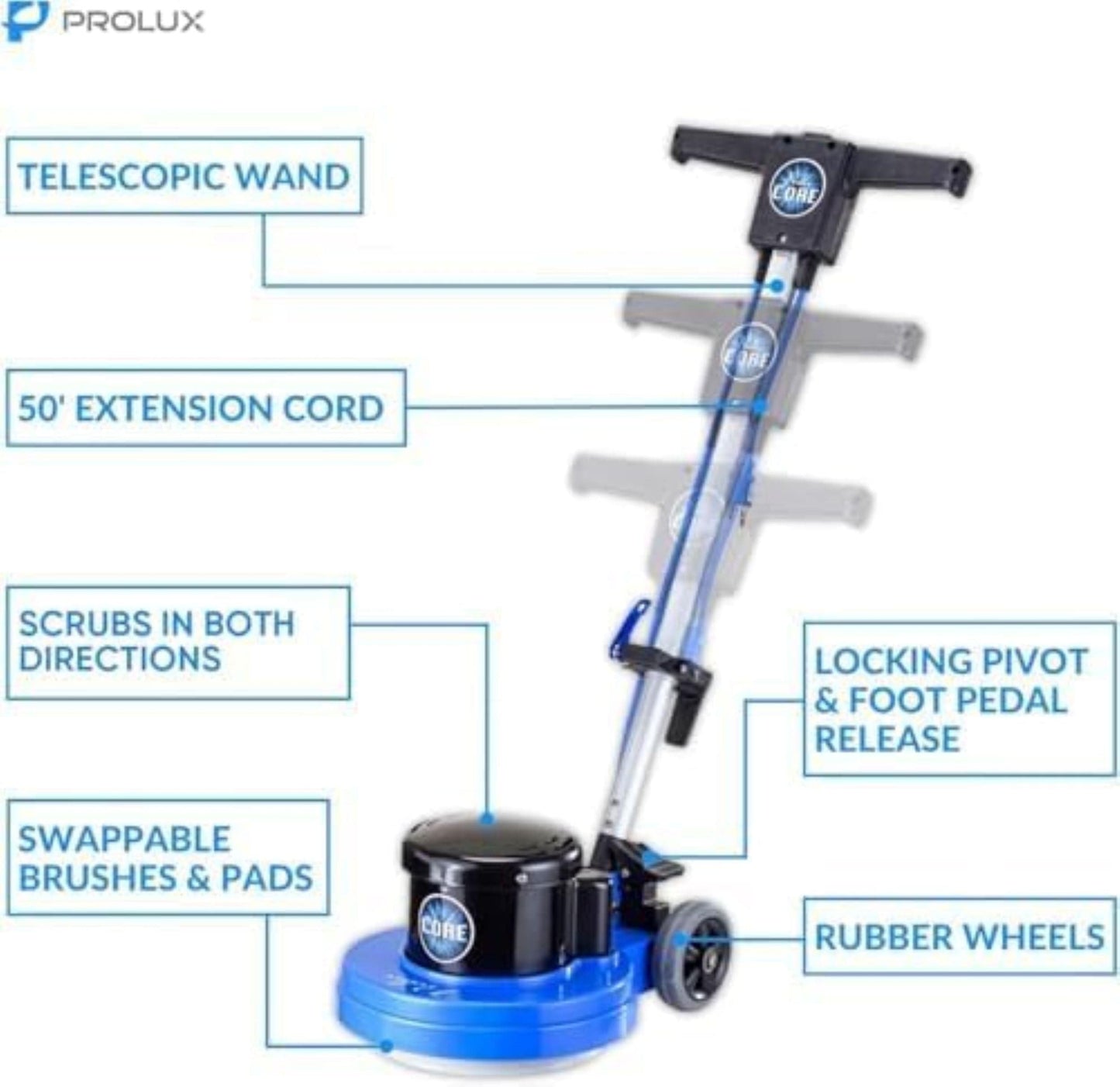 Prolux Core 13" Heavy Duty Single Pad Commercial Polisher Floor Buffer Machine Scrubber