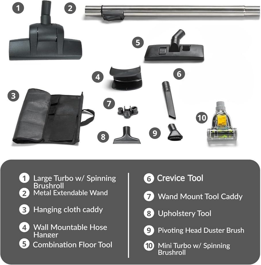 Universal Central Vacuum Hose Kit with Milti Surface Floor Tools by Prolux