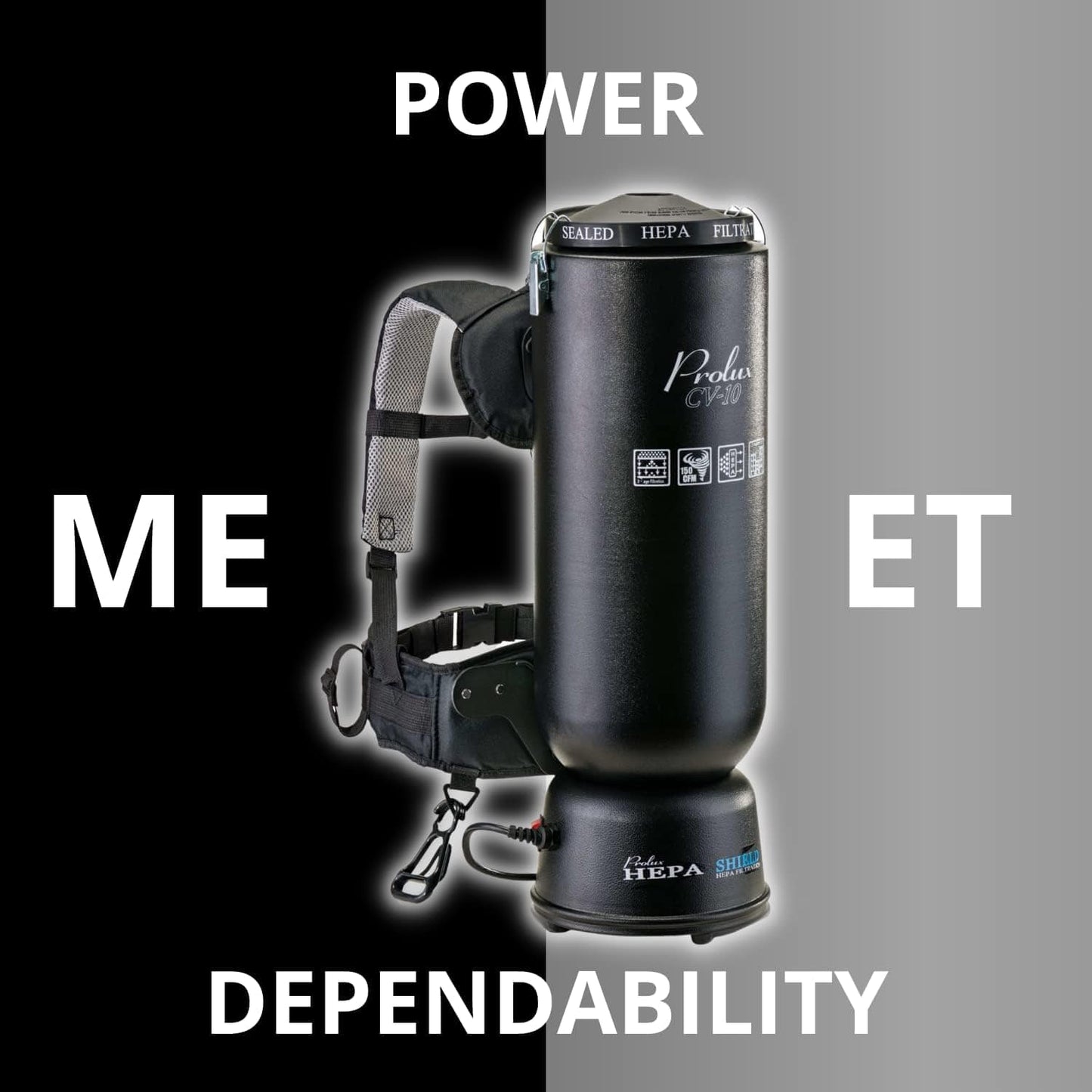 Powerful Lightweight Prolux PLC10 10qt Backpack Vacuum w/ 1 1/2" Tool Kit and 5 YR Warranty