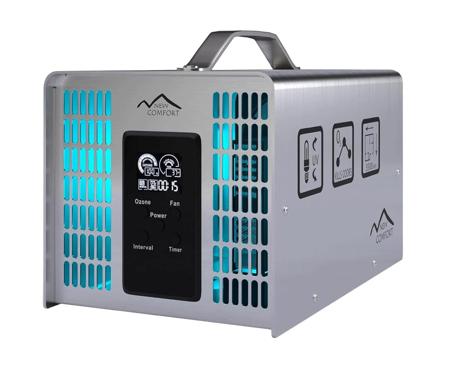 New Comfort PLCOZ12K Stainless Steel 9,000 to 14,000 mg/hr Commercial Ozone Generator and Air Purifier