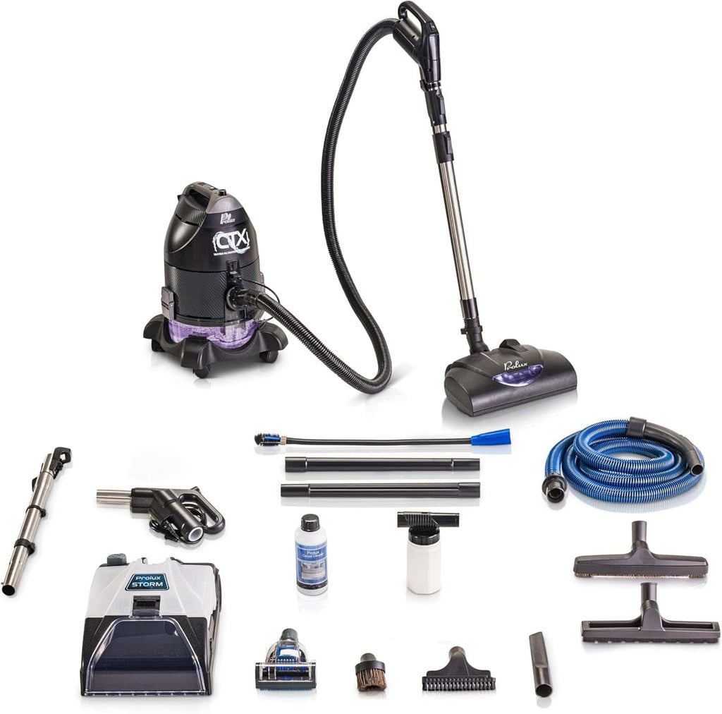 Prolux CTX Water Filtration Bagless Canister Vacuum Cleaner w/ Prolux Storm Shampooer Kit