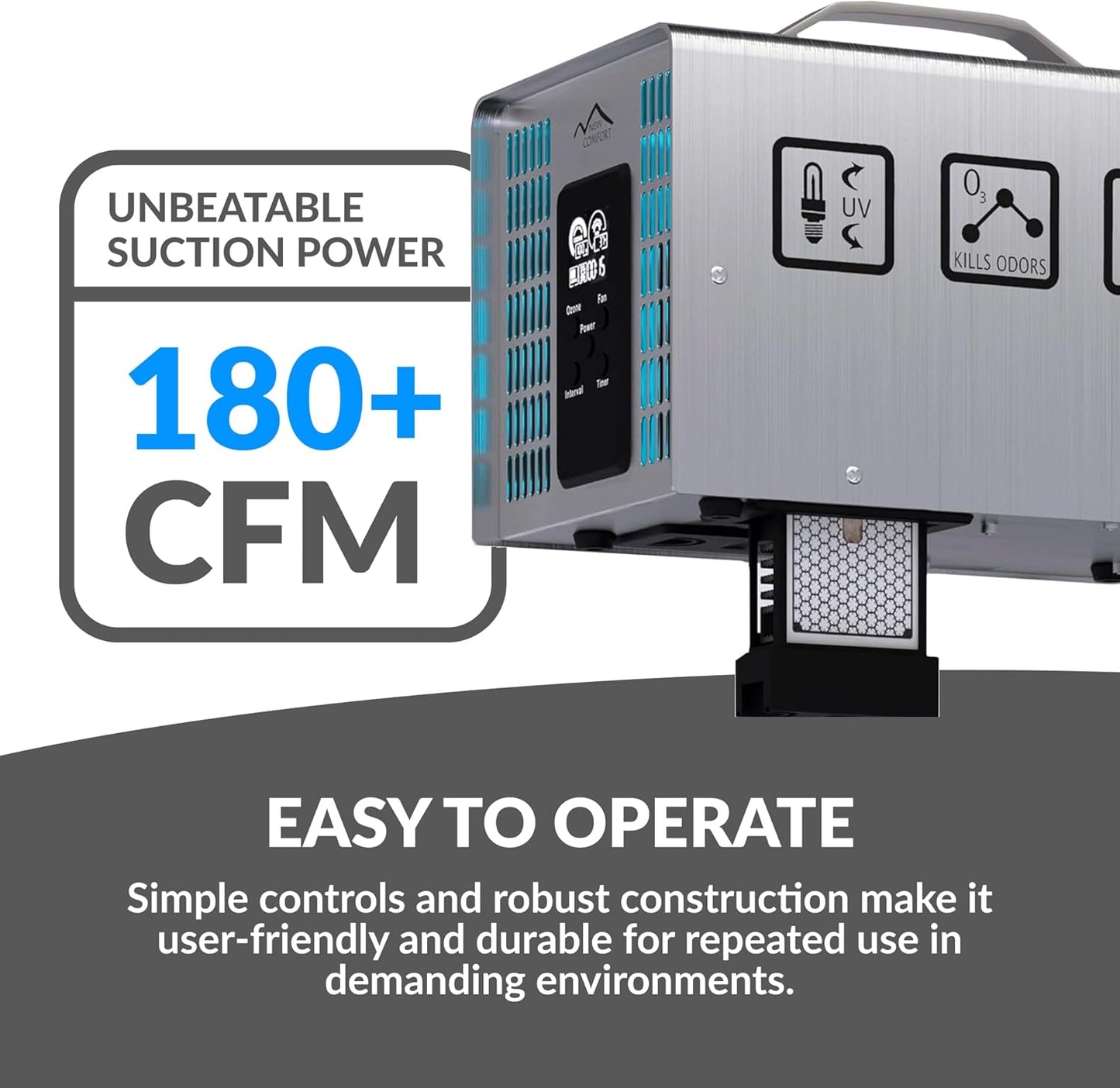 New Comfort Stainless Steel 9,000 to 14,000 mg/hr Commercial Ozone Generator and Air Purifier