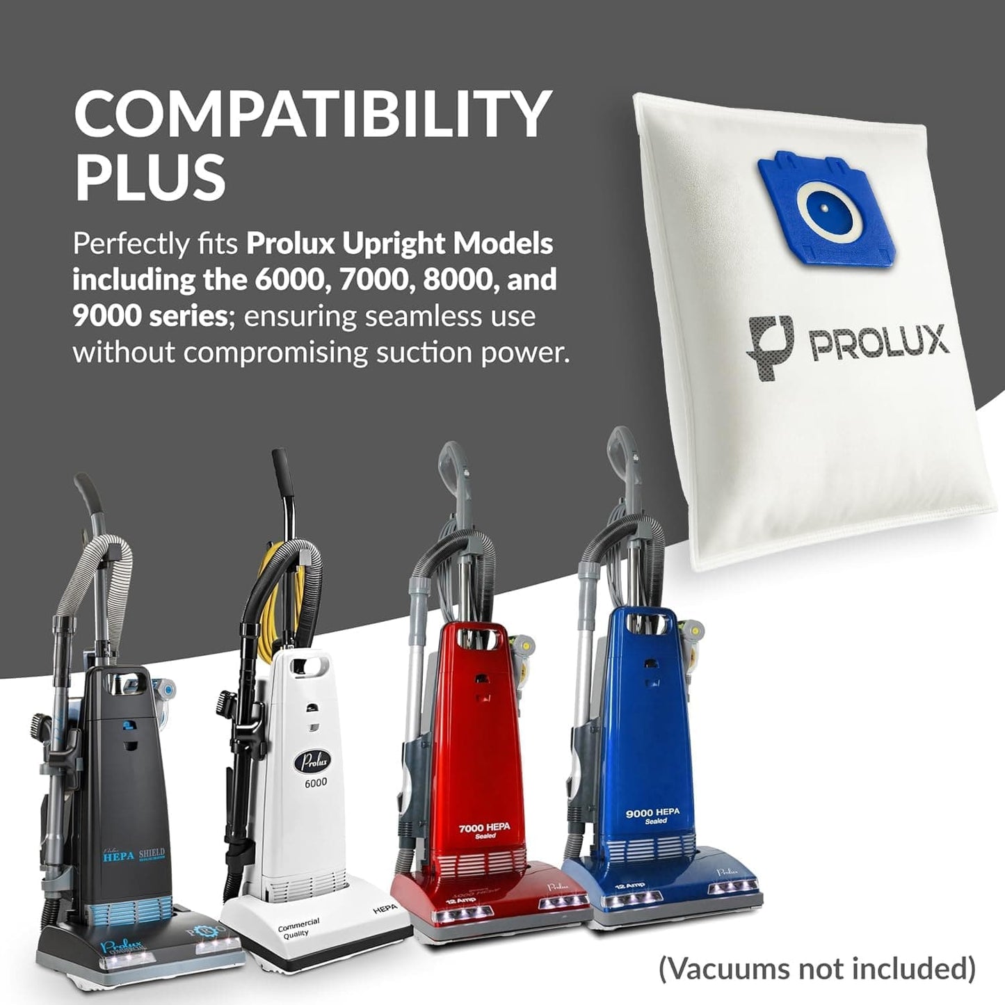 6pk of Bags and 2 Exhaust Filters for the Prolux 6000/7000/8000/9000 Upright Vacuum Cleaners
