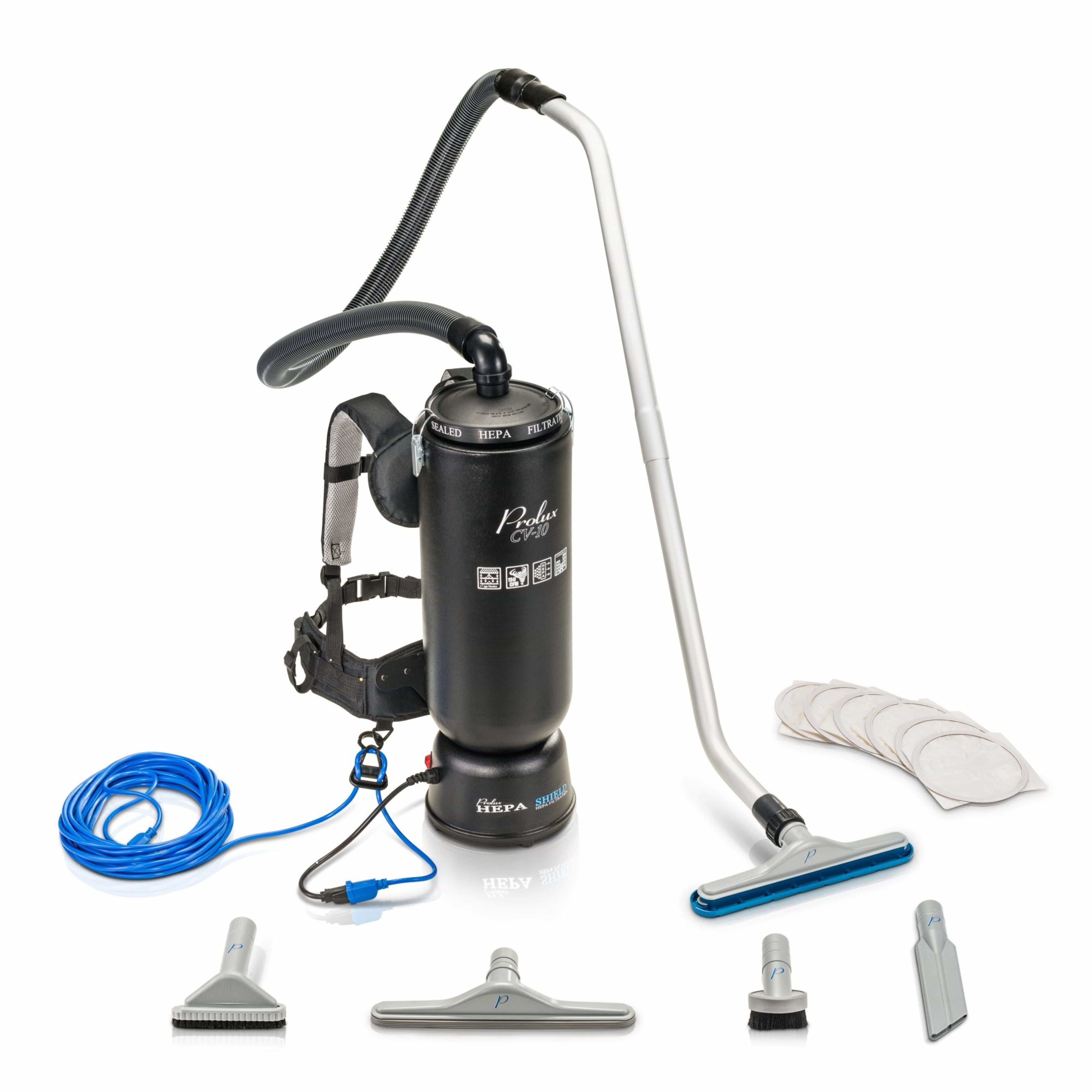 Lavex 6 Qt. Backpack Vacuum With HEPA Filtration – 1500W, Corded, 8-Piece Tool Kit