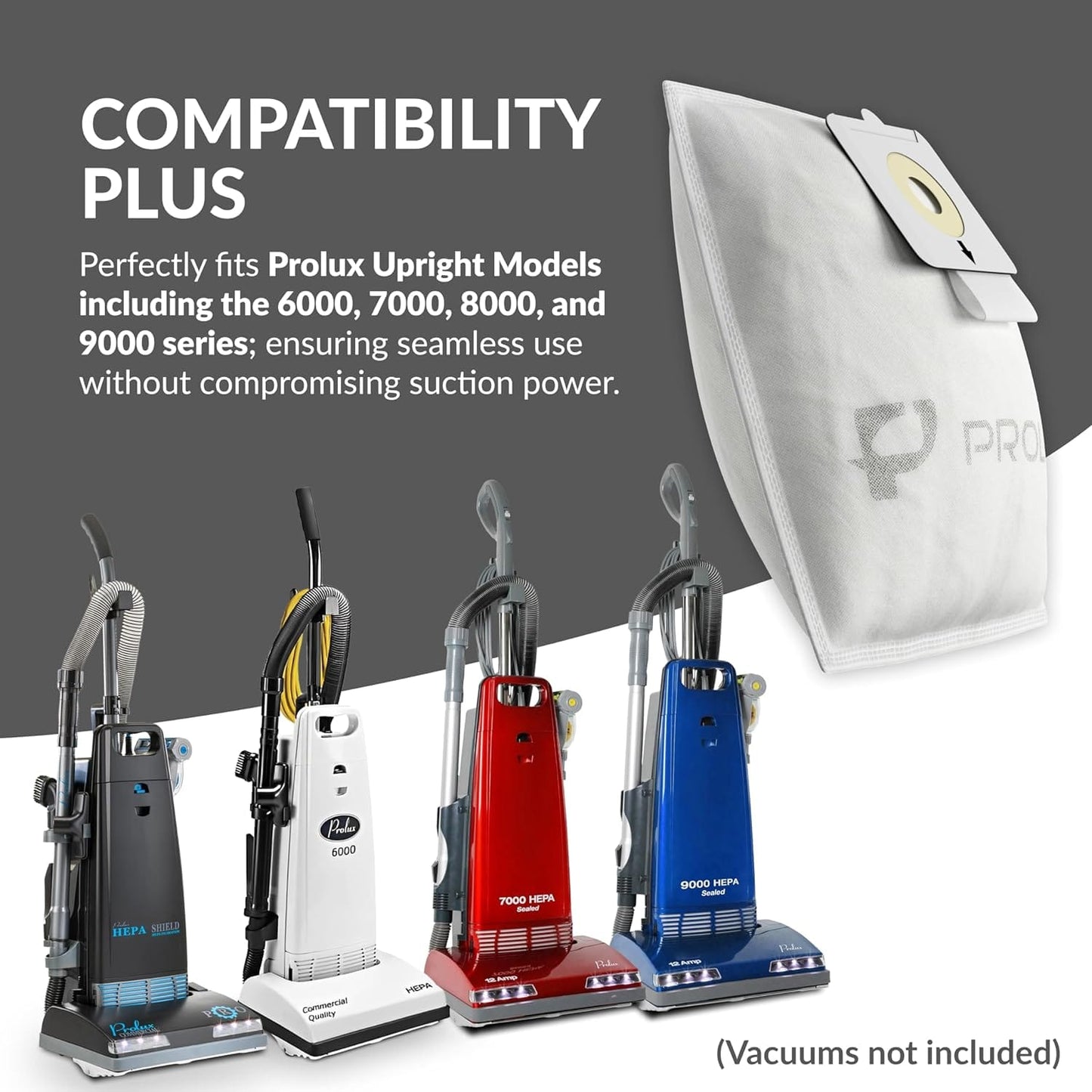 10 pack of HEPA bags for the Prolux  6000 / 7000 / 8000 / 9000 series upright vacuum cleaners