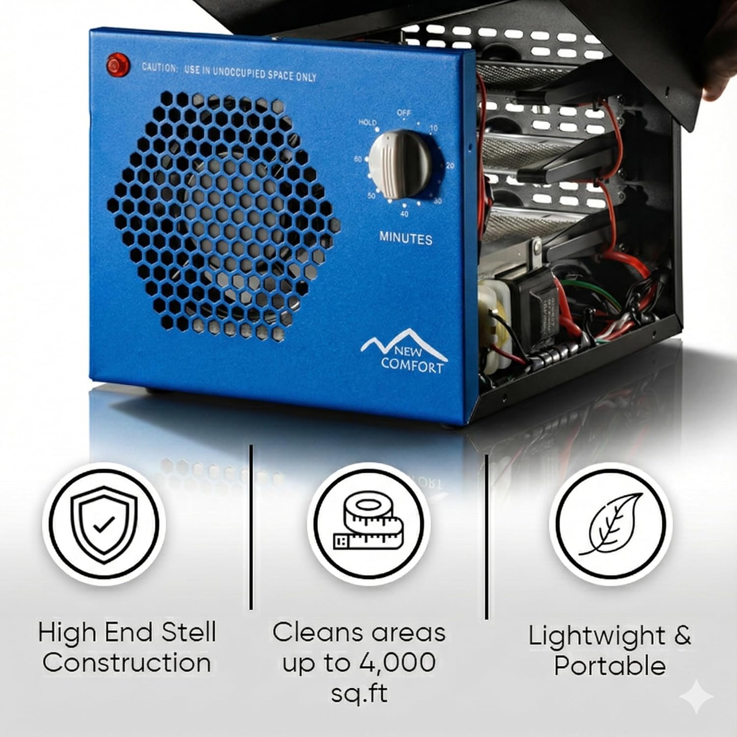 New Comfort Large Odor Eliminating Blue Commercial Ozone Generator New Comfort Large Odor Eliminating Blue Commercial Ozone Generator