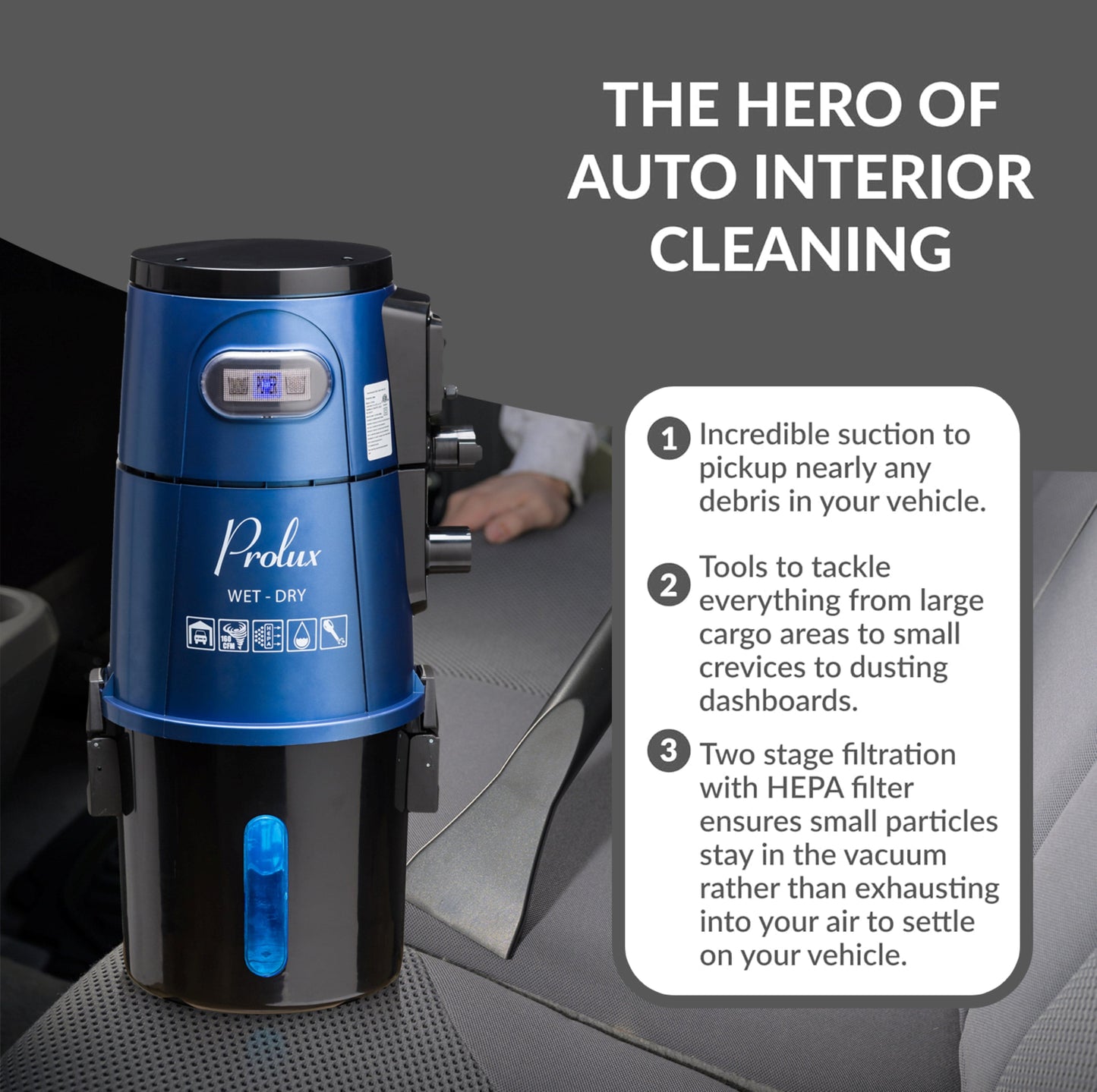 Blue Prolux Wet/Dry Garage Vacuum, Shampooer, Blower and Detailer