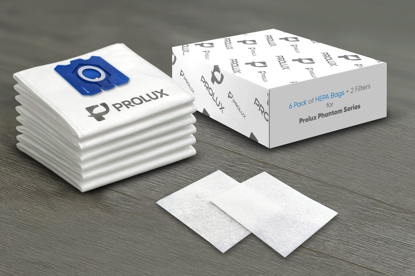 6 Pack of HEPA Bags and 2 Post Filters for the Prolux Phantom Canister Vacuum Cleaner