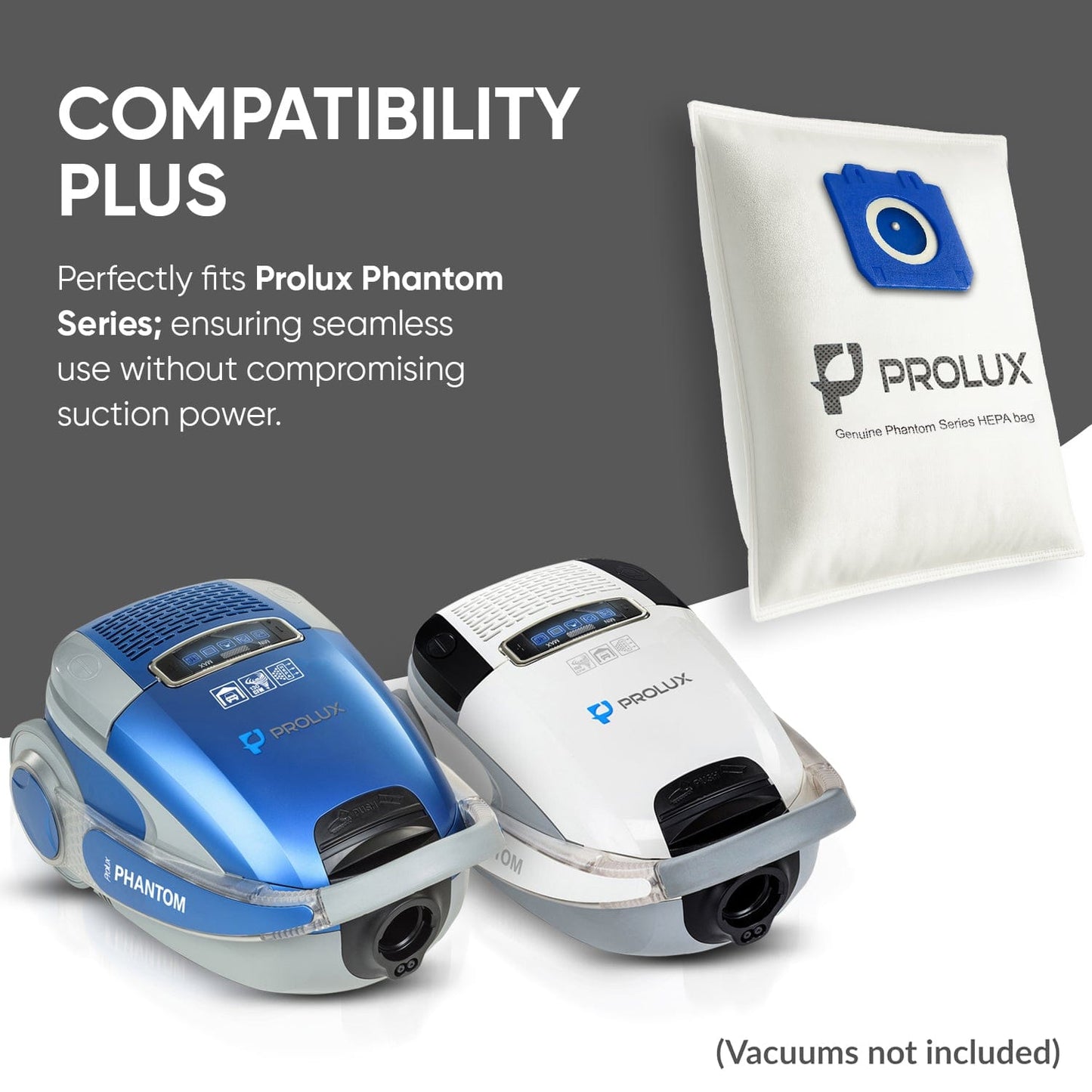 6 Pack of HEPA Bags and 2 Post Filters for the Prolux Phantom Canister Vacuum Cleaner