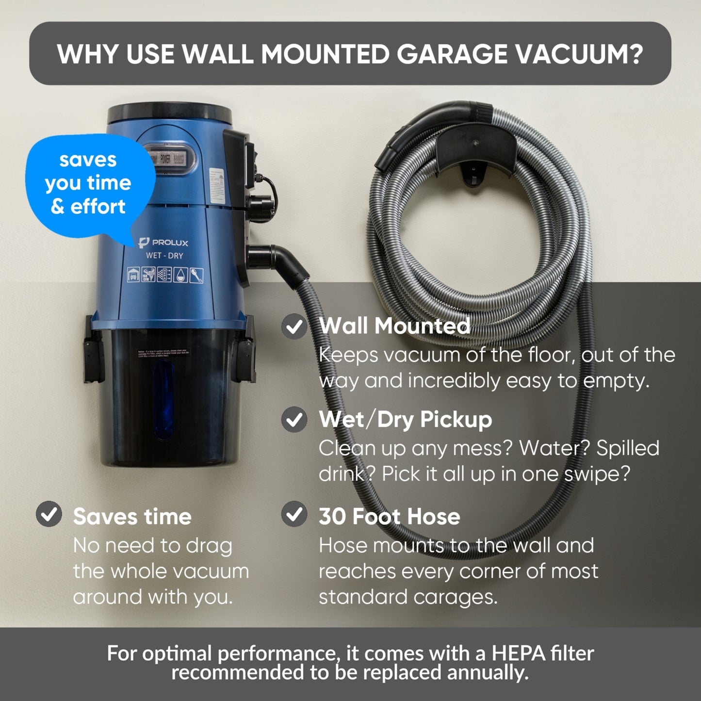 Blue Prolux Wet/Dry Garage Vacuum, Shampooer, Blower and Detailer