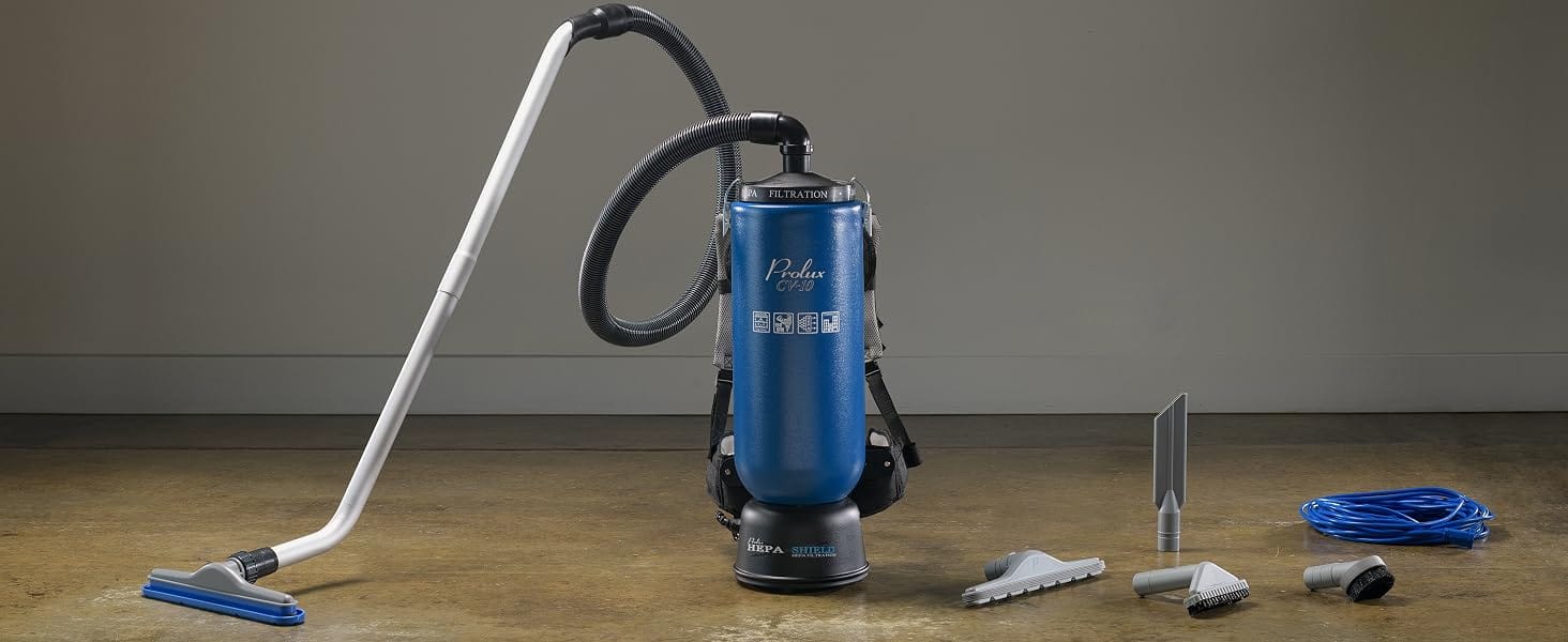 Blue Prolux 10 Quart Commercial Backpack Vacuum with 5 year