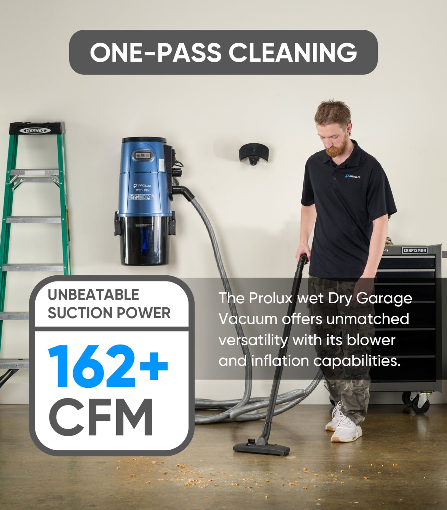 Blue Prolux Wet/Dry Garage Vacuum, Shampooer, Blower and Detailer