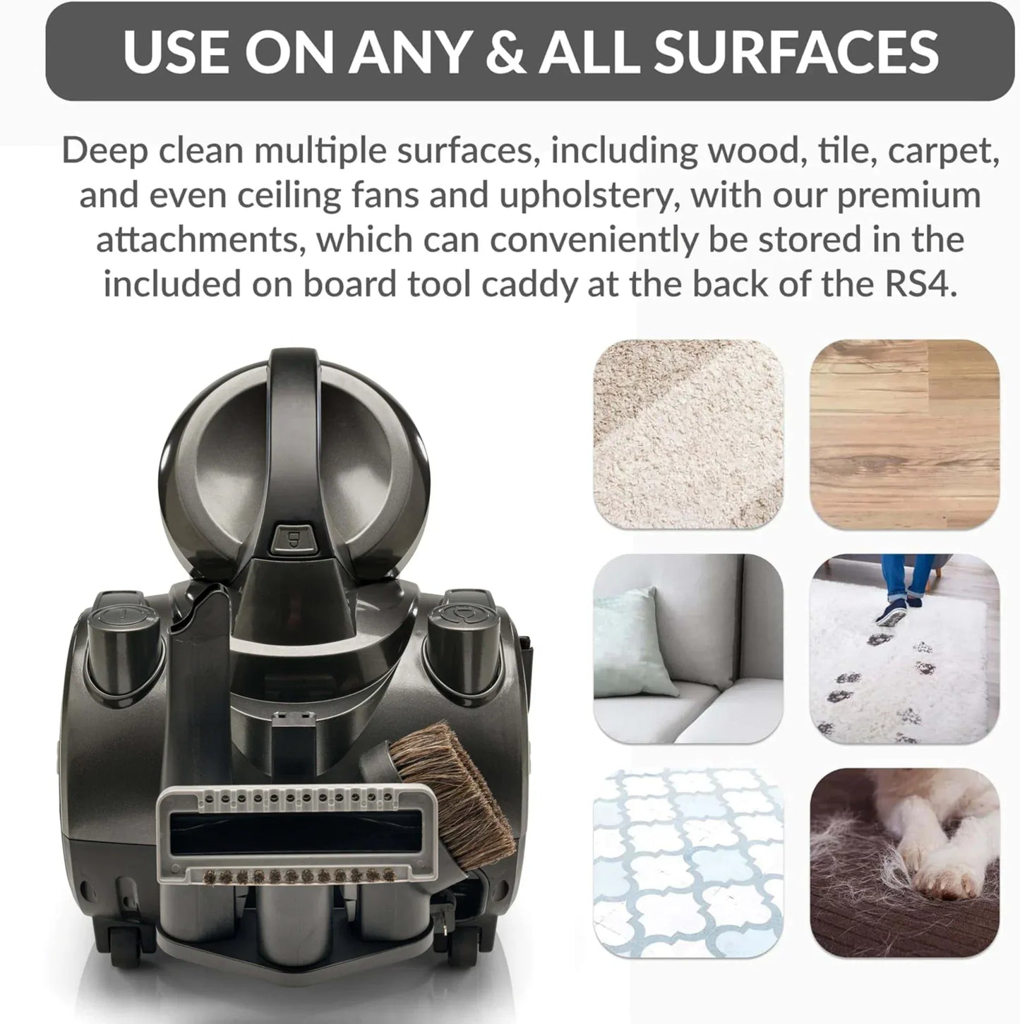 Prolux RS4 Lightweight Bagless Canister Vacuum with HEPA Filtration Premium Button Lock Tools and Automatic Cord Rewind