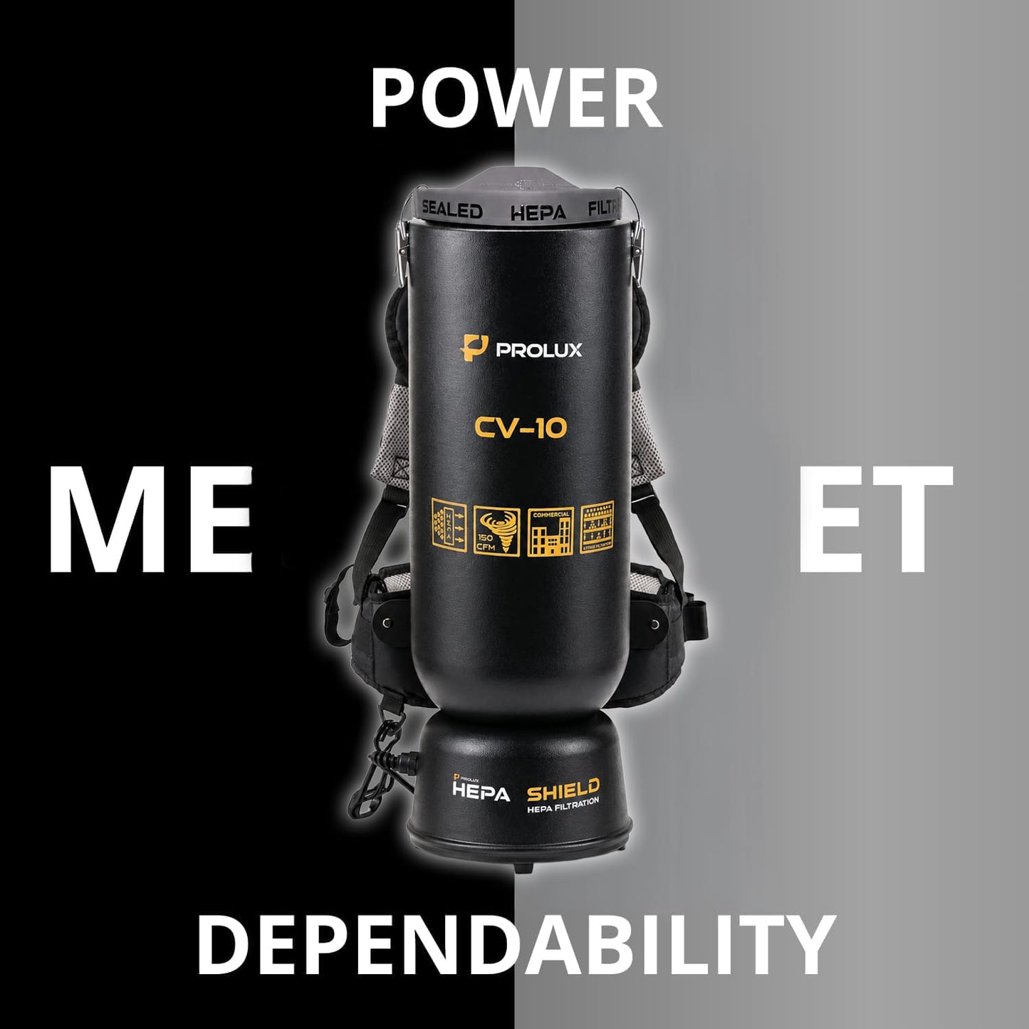Powerful Lightweight Prolux PLC10 10qt Backpack Vacuum w/ 1 1/2" Tool Kit and 5 YR Warranty