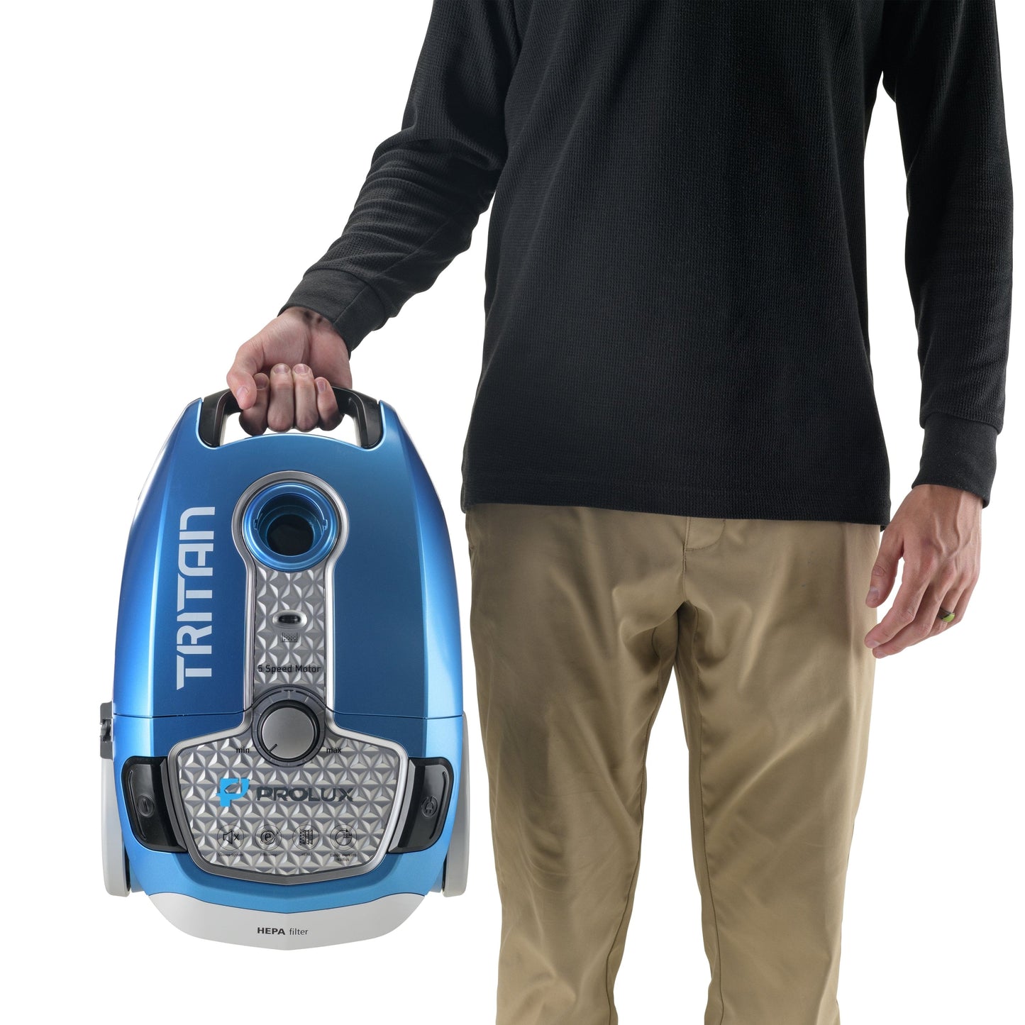Prolux Tritan Canister Vacuum with Sealed HEPA Filtration and 12 Amp Motor