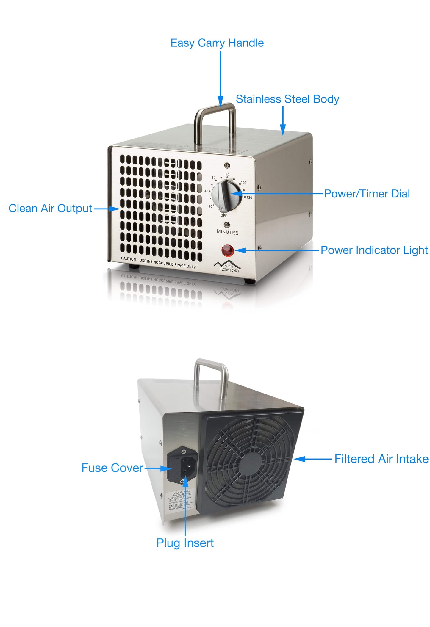 Silver New Comfort HE-500 Commercial Ozone Generator Air Purifier 8,500 mg/hr by Prolux