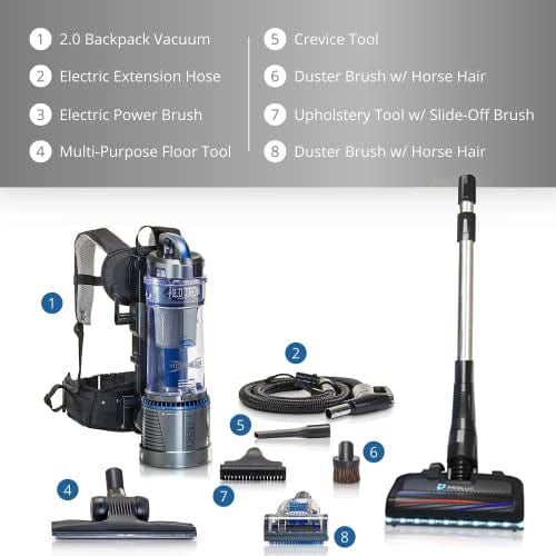 Lightweight Prolux 2.0 Bagless Backpack Vacuum w/ Electric Powerhead Kit and 5 YR Warranty