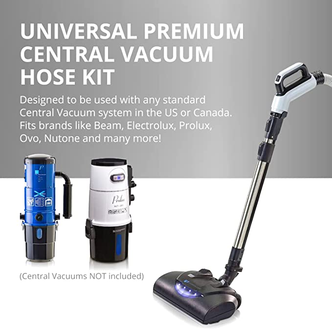 Premium Prolux 35 ft Universal Central Vacuum Hose Kit With Wessel Werk Power Nozzle