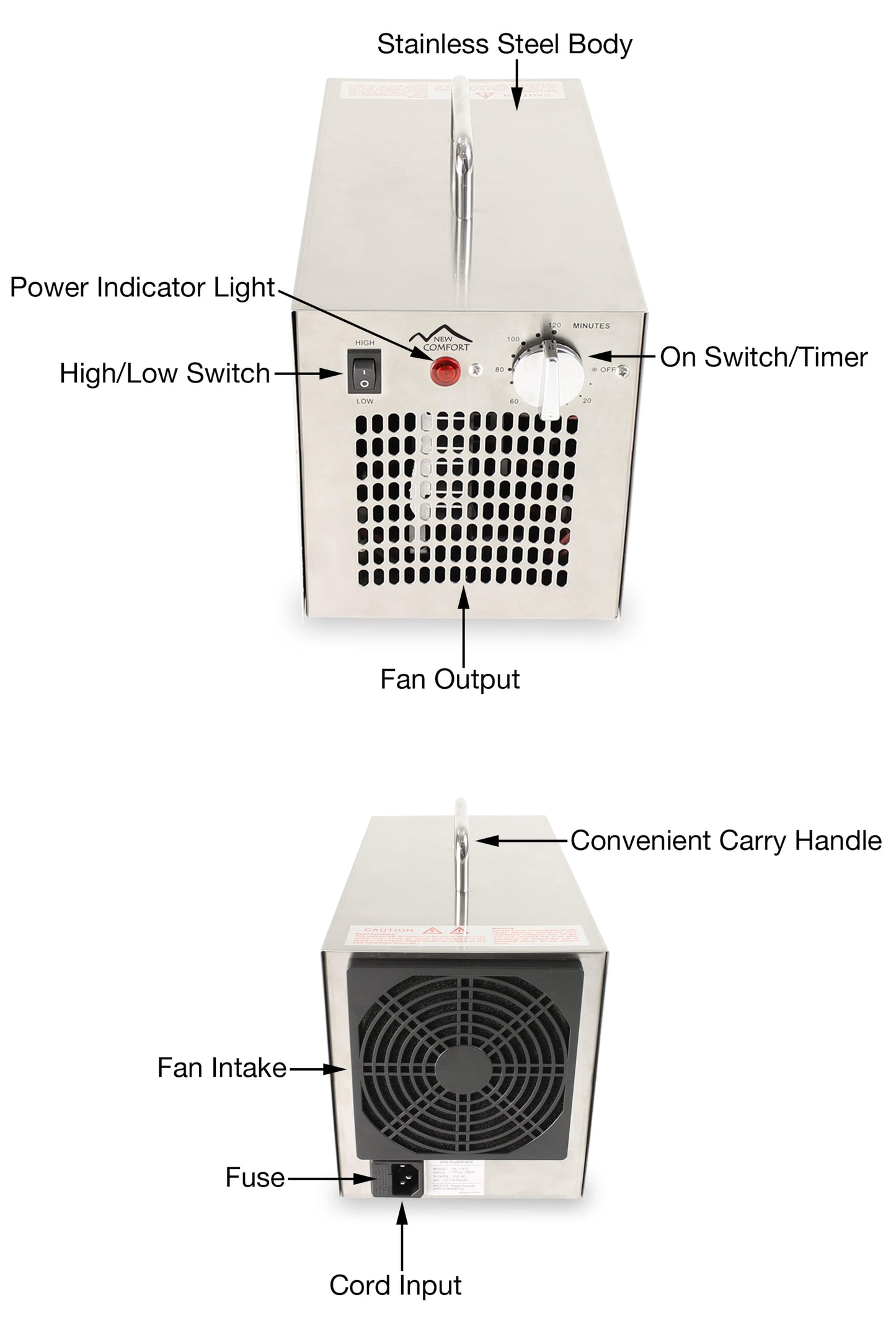 Demo Unit Stainless Steel Commercial Ozone Generating Air Purifier by New Comfort