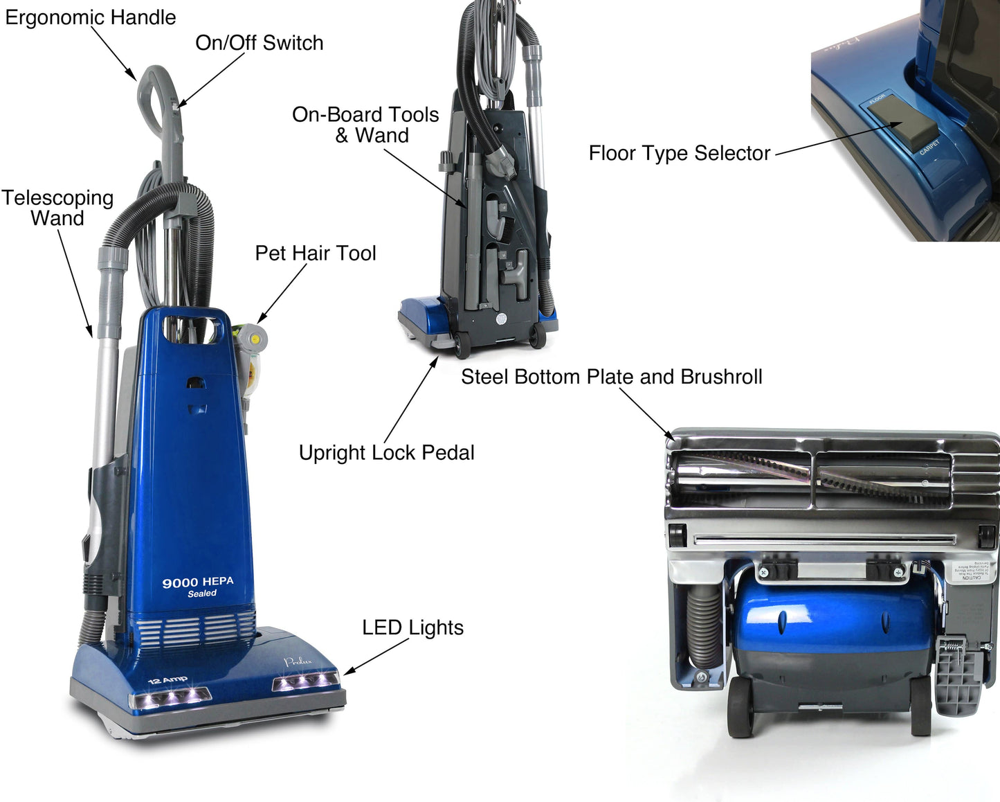 Demo Model Prolux 9000 Upright HEPA Vacuum with 12 AMP Motor and 7 Year Warranty!