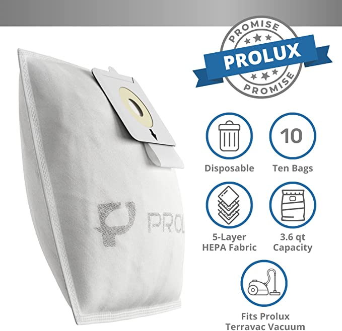 10 pack of bags for Prolux TerraVac Vacuum Prolux Cleaners