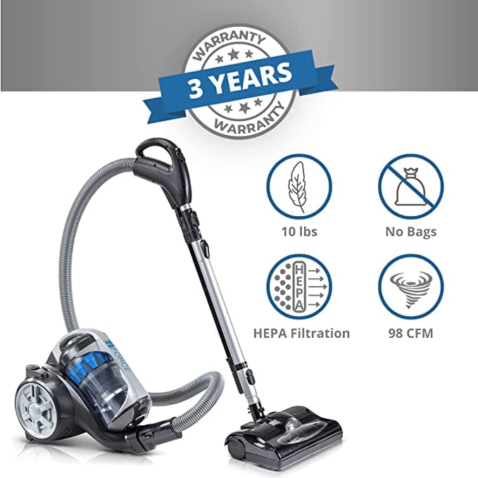 Prolux iFORCE Bagless Canister Vacuum Cleaner With 2 Stage Hepa Filtration & Power Nozzle
