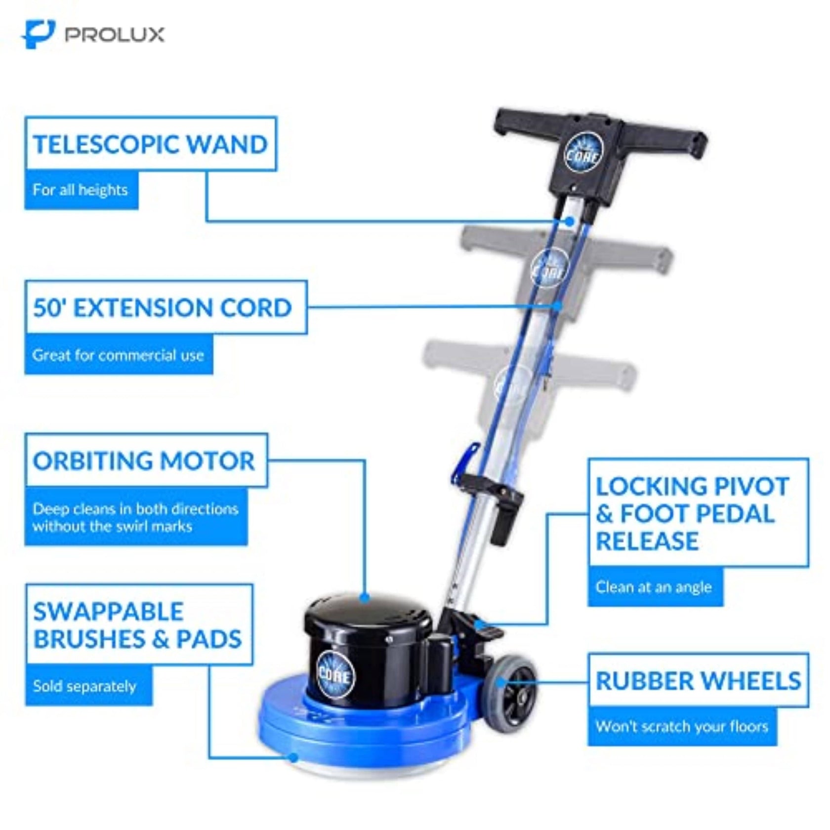 Prolux Core 13" Heavy Duty Single Pad Commercial Polisher Floor Buffer