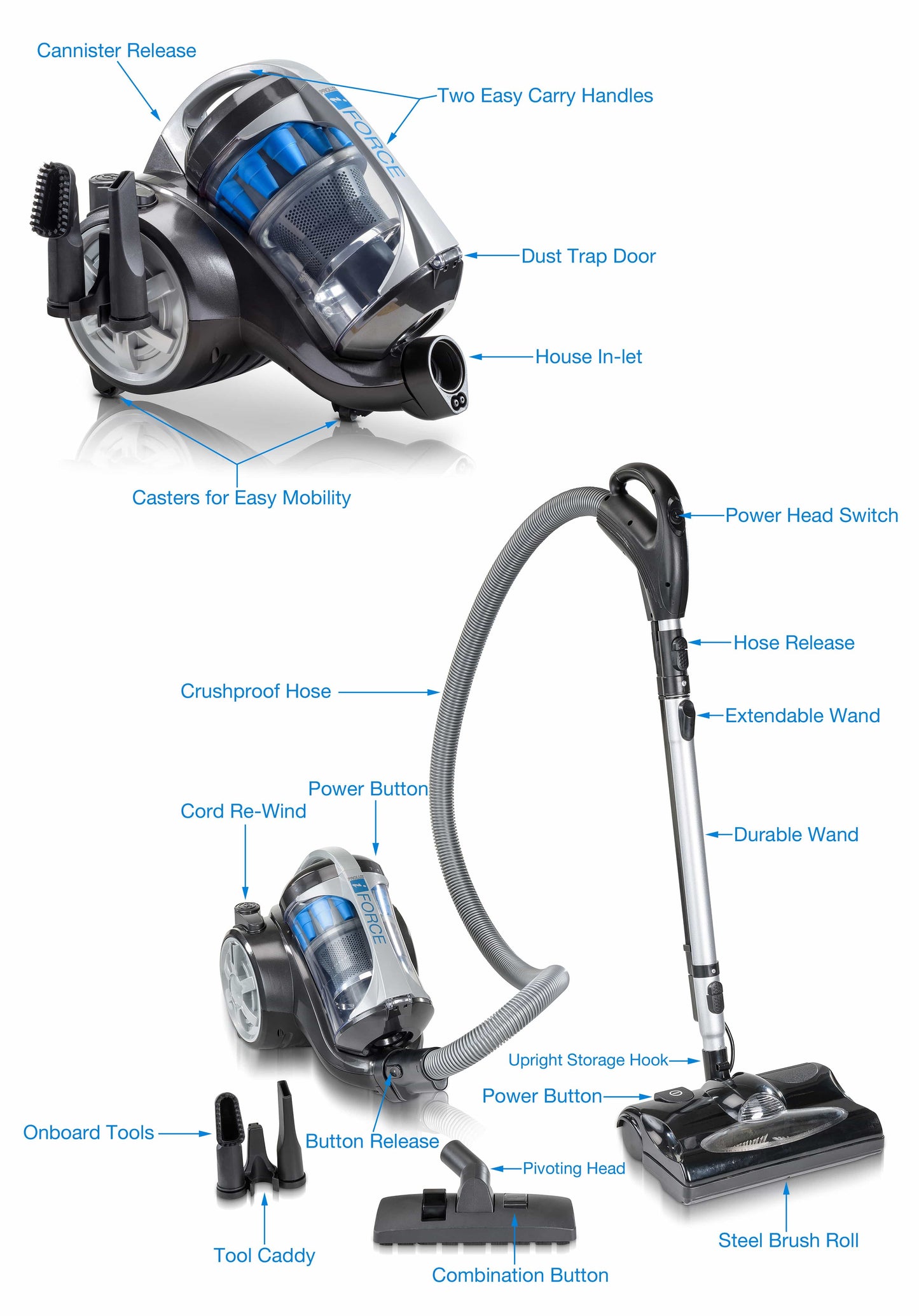 DEMO Model Prolux iFORCE Light Weight Bagless Canister Vacuum